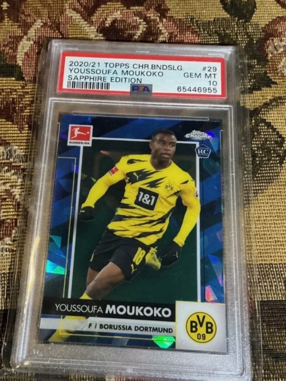 2020 Topps Chrome Bundesliga Sapphire Youssoufa Moukoko PSA 10 GEM MT Rookie RC